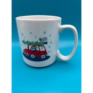 Coffee bean and tea leaf Christmas coffee mug cup woodland critters‎ large size